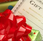 gift certificate with a red bow